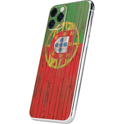 Portuguese Flag Dark Wood iPhone 11 Pro Skin